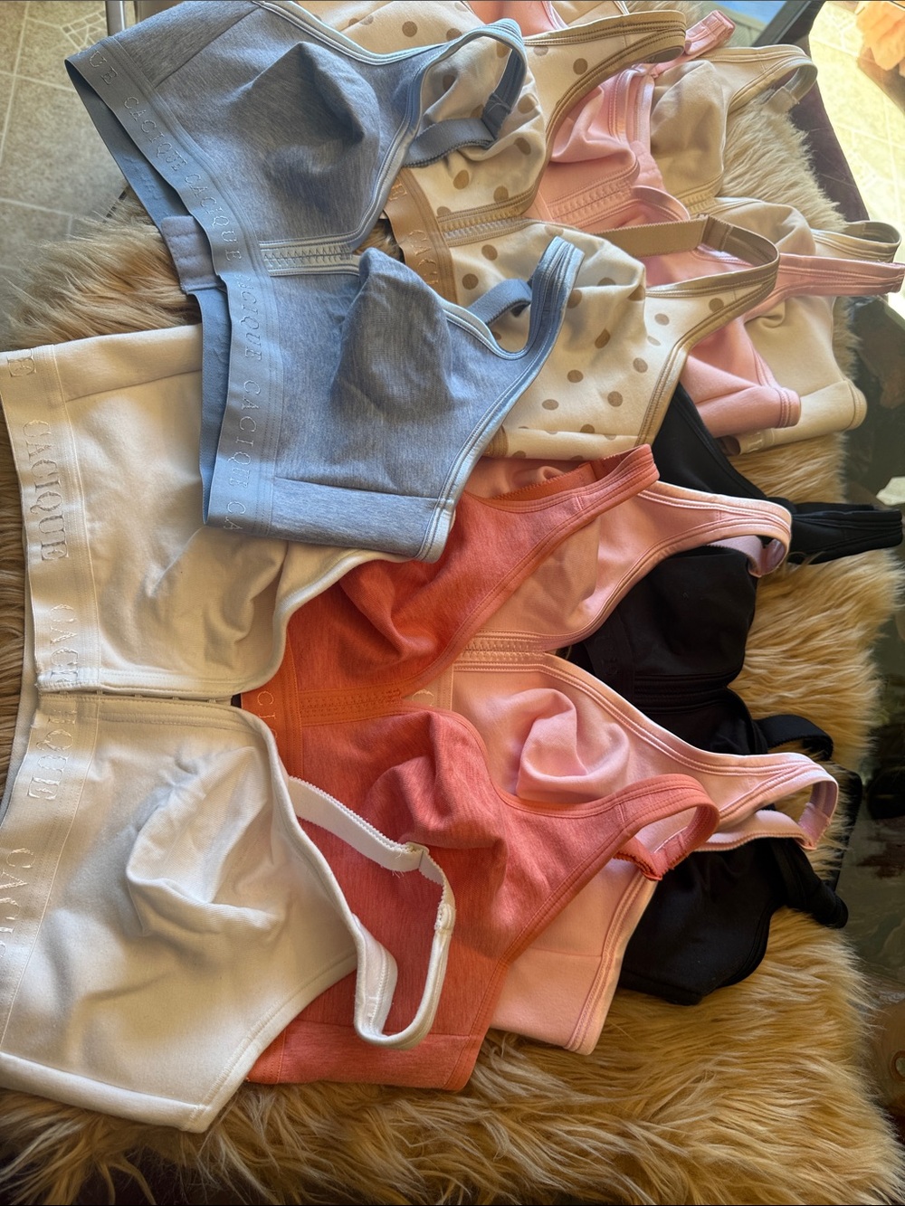 Cacique Cotton Bralette - Pink, Blue, White, Black & Coral